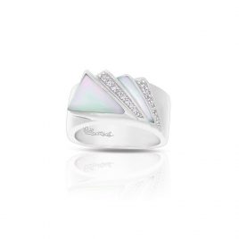 Belle Etoile Empire Ring, White Mother of Pearl, Silver, sz 5