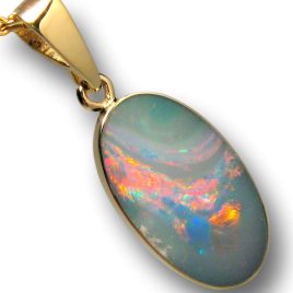 Genuine Australian Opal Pendant Jewelry 4.8ct 14k Gold Classic Gem Gift I82