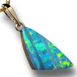Sparkling Australian Crystal Opal Pendant 14k Gold Gift 3.7ct I54