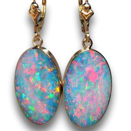 Large Rare Genuine Australian Opal Earrings Handmade Jewelry 18.5ct I25