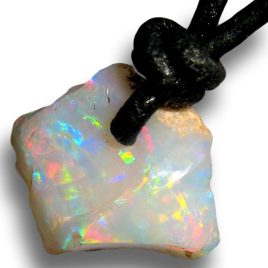 Australian Solid Rough Opal Pendant Boho Gem Leather Jewelry 5ct H43