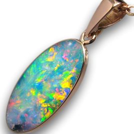 Genuine Australian Bright Opal Pendant 14kt Rose / Pink Gold Jewelry 4.8ct I13