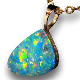 Sparkling Australian Crystal Opal Pendant 14k Gold Gift 3.65ct I46