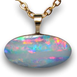 Genuine Australian Opal Doublet Pendant 14k Gold 3.1ct I69