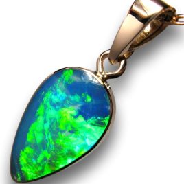 14k Pink Gold Genuine Australian Opal Pendant 3.65ct Emerald Fire! Gift #I16