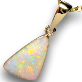 Natural Australian Solid Olympic Crystal Opal 14K Gold Pendant 3.3ct I55