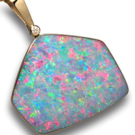 Rare HUGE Australian Opal & Diamond Pendant Super Gem Quality Gift 40.5ct H08